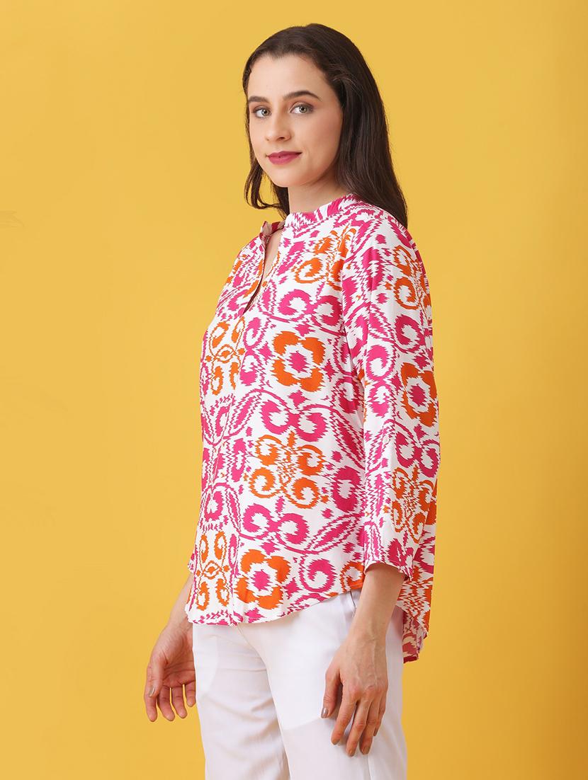women printed three quarter sleeve regular top - 22064152 - Standard Image - 2