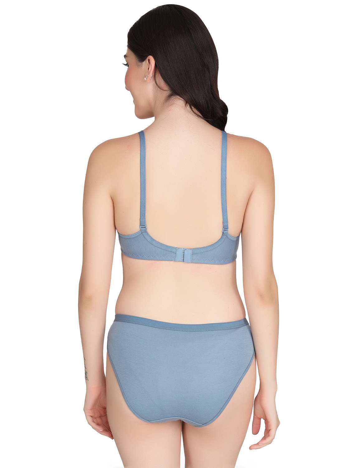 grey cotton blend bras and panty set - 22064286 -  Standard Image - 2