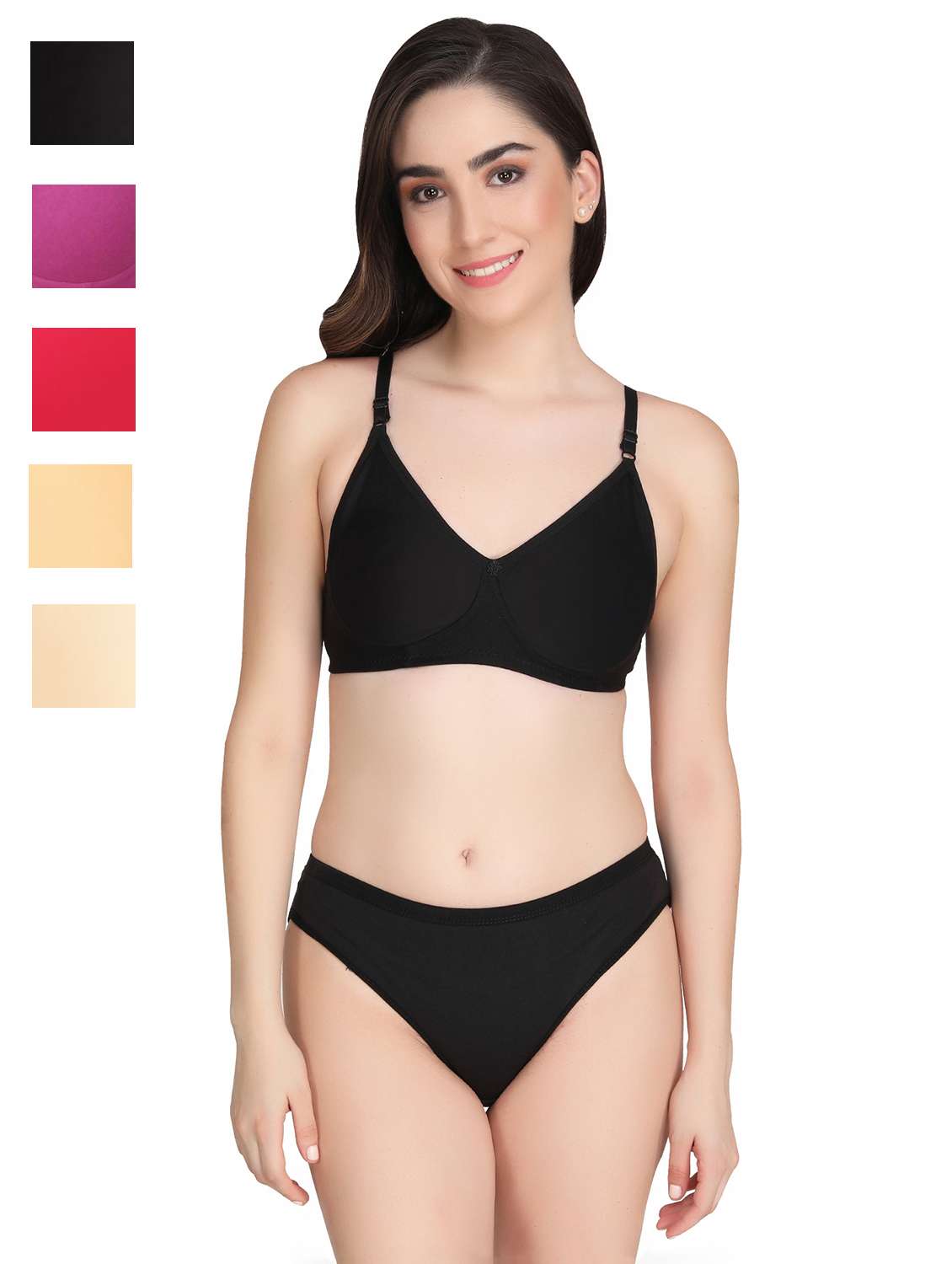 black cotton blend bras and panty set