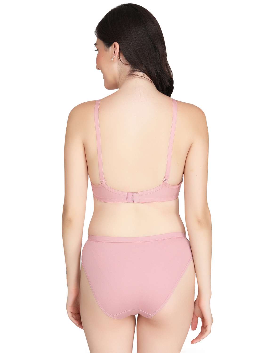 pink cotton blend bras and panty set - 22064369 -  Standard Image - 2