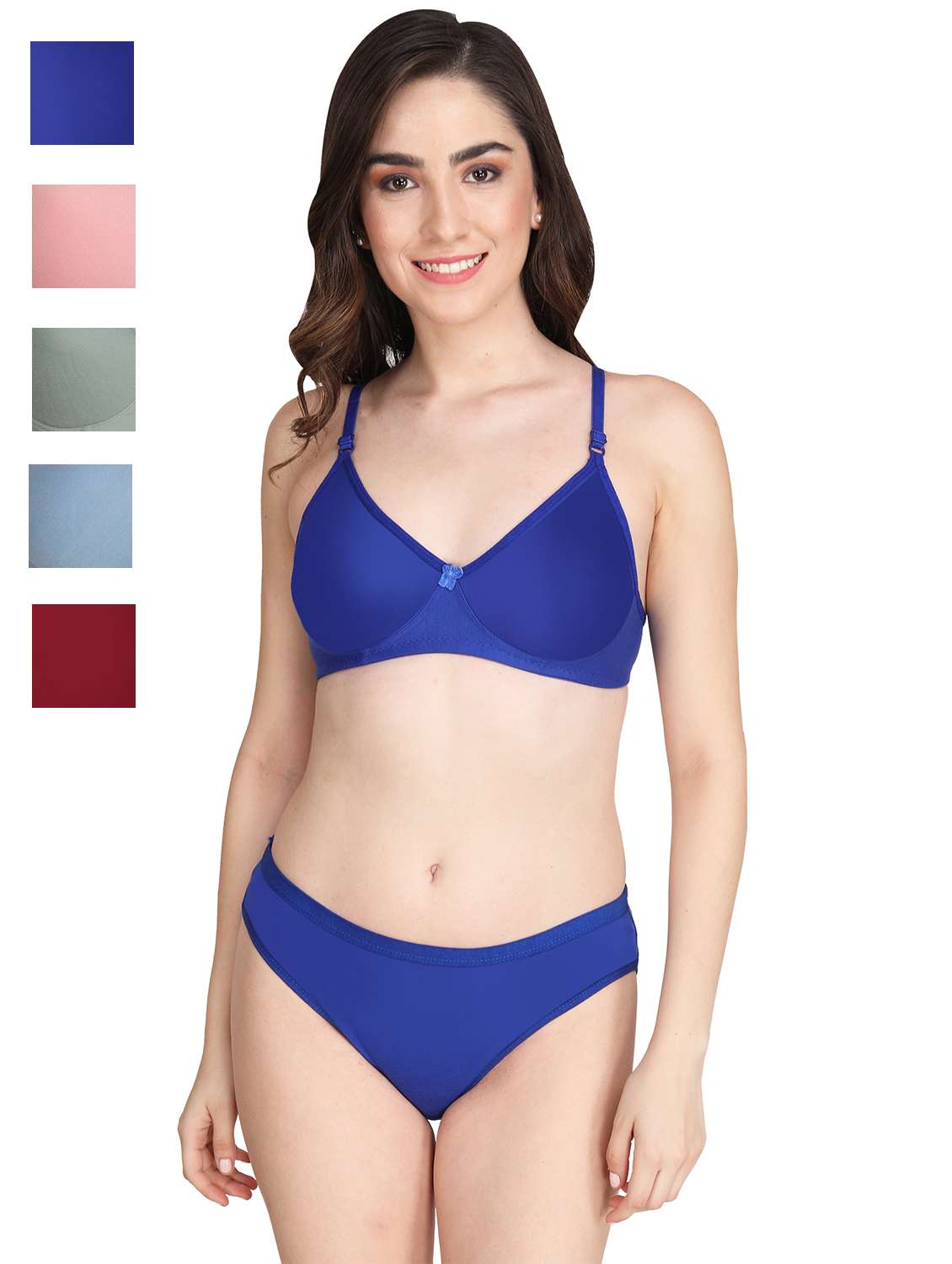 blue cotton bras and panty set