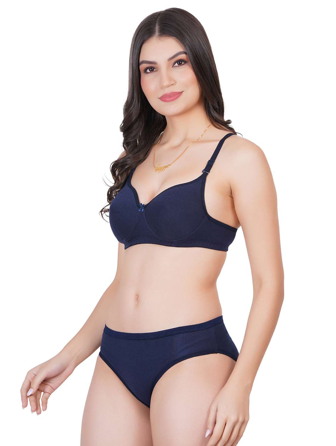 women pack of 3 solid bra and panty set - 22065004 -  Standard Image - 2