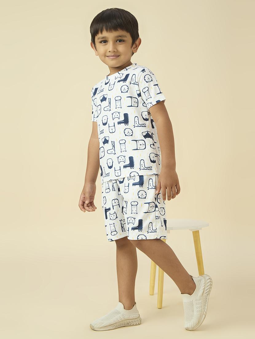 boys printed t-shirt and shorts co-ord set - 22065405 - Standard Image - 2