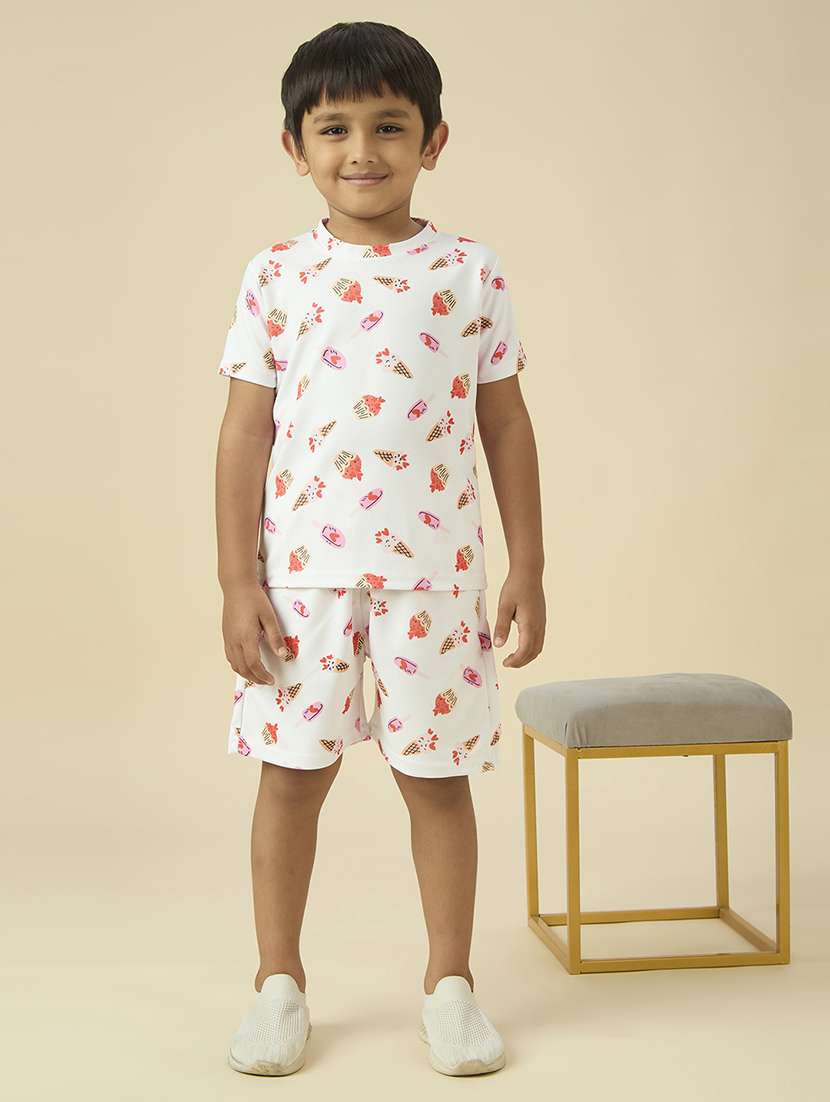 boys printed t-shirt and shorts co-ord set