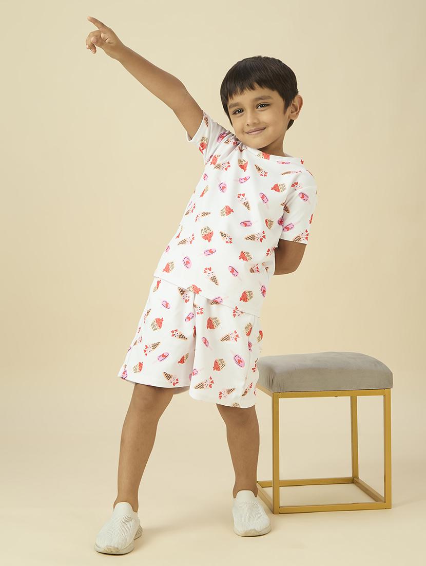 boys printed t-shirt and shorts co-ord set - 22065407 - Standard Image - 2