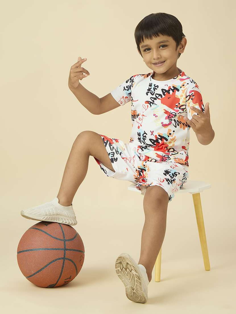 boys printed t-shirt and shorts co-ord set