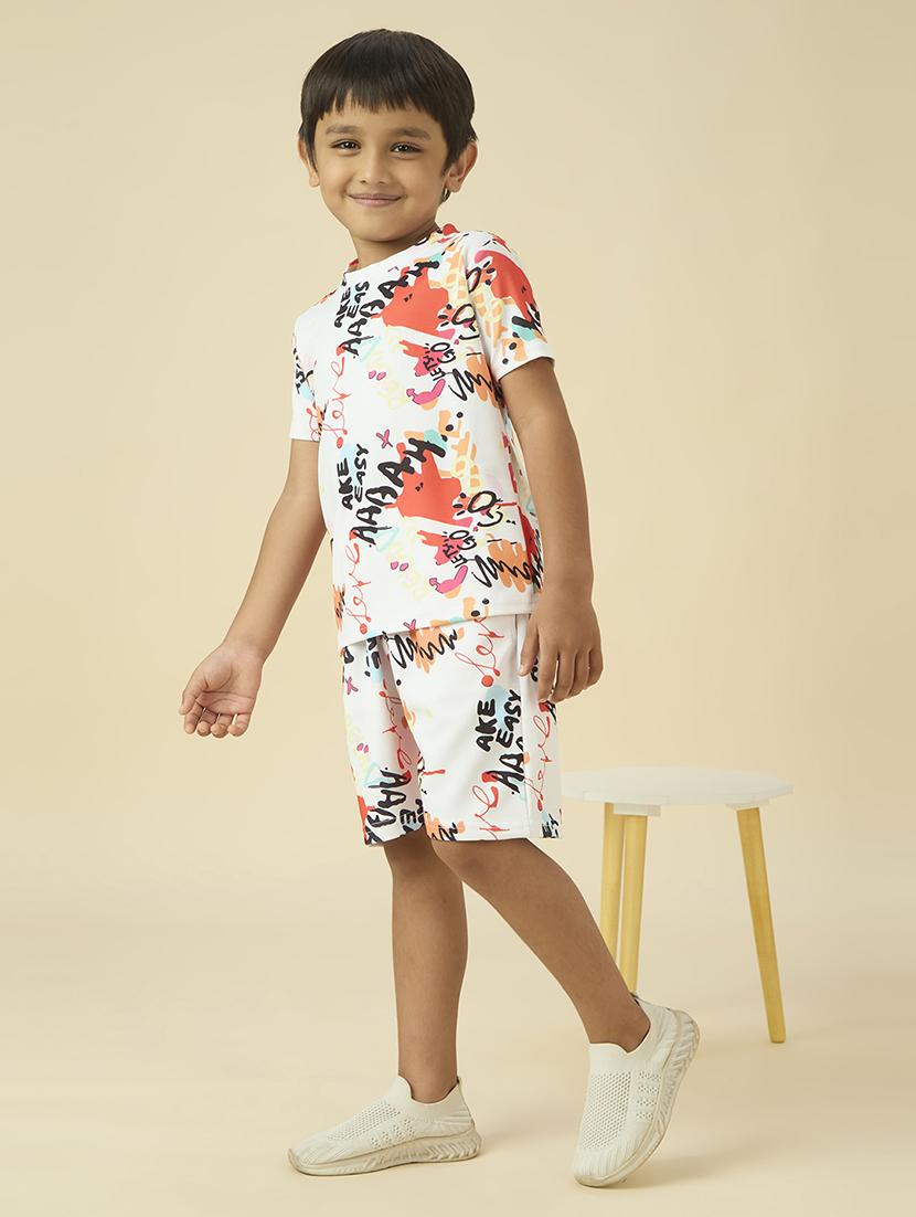 boys printed t-shirt and shorts co-ord set - 22065408 - Standard Image - 2