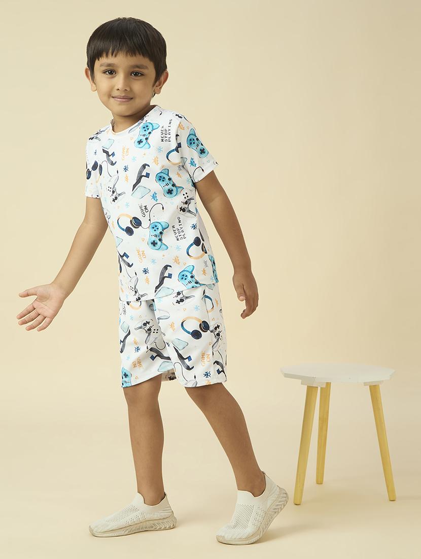 boys printed t-shirt and shorts co-ord set - 22065411 - Standard Image - 2