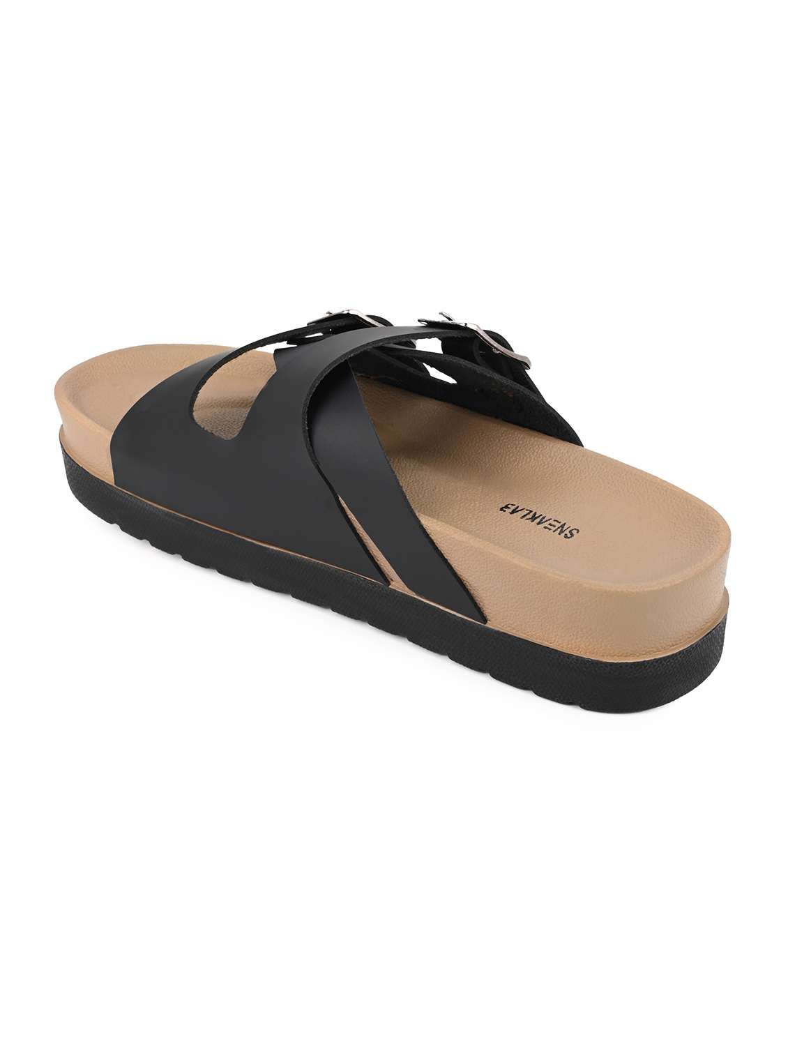 women black solid slip on flats - 22065472 - Standard Image - 2