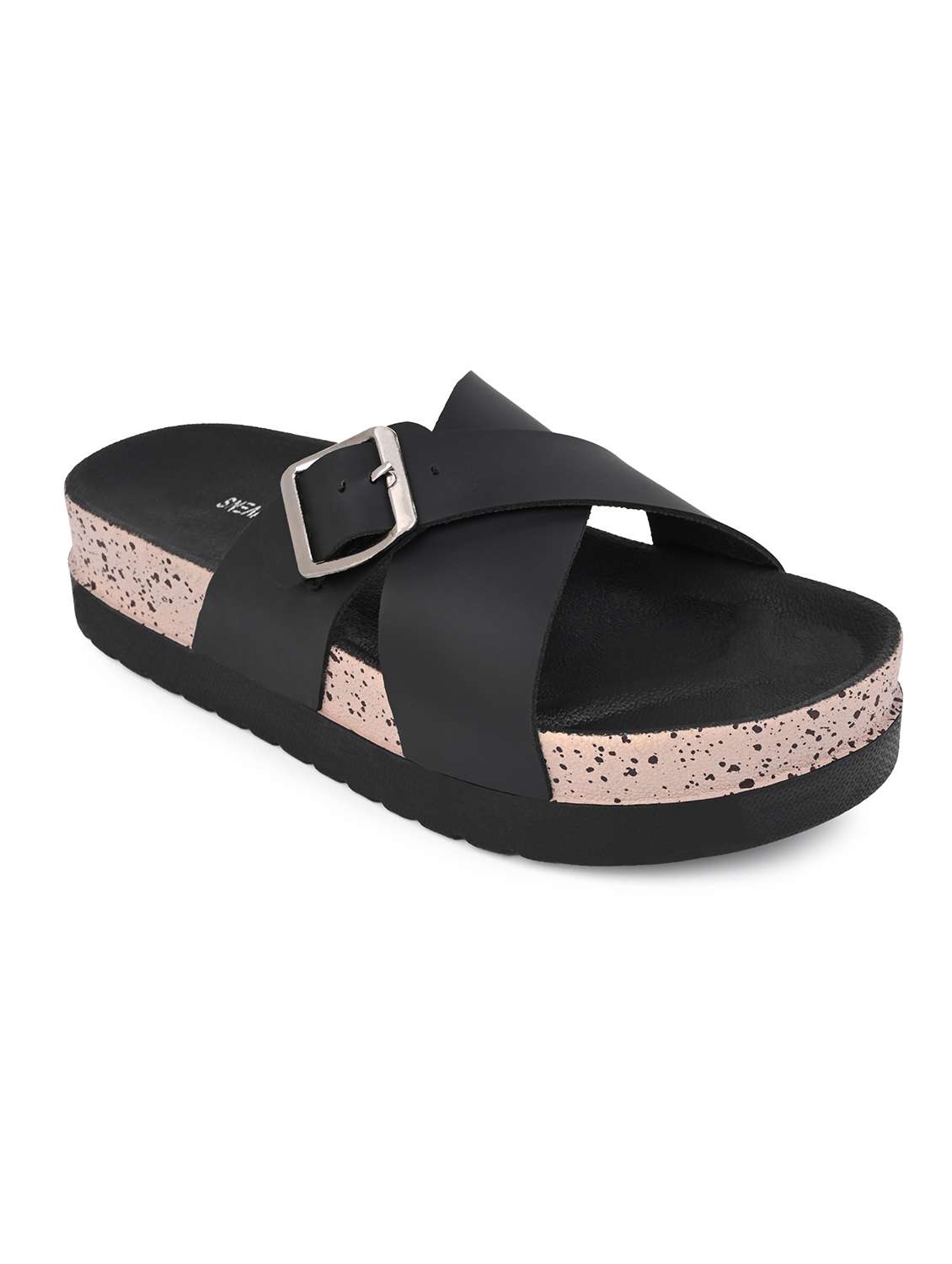 women solid black slip on flats - 22065475 - Standard Image - 2