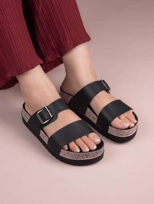 women black slip on sandal - 22065477 - Standard Image - 0