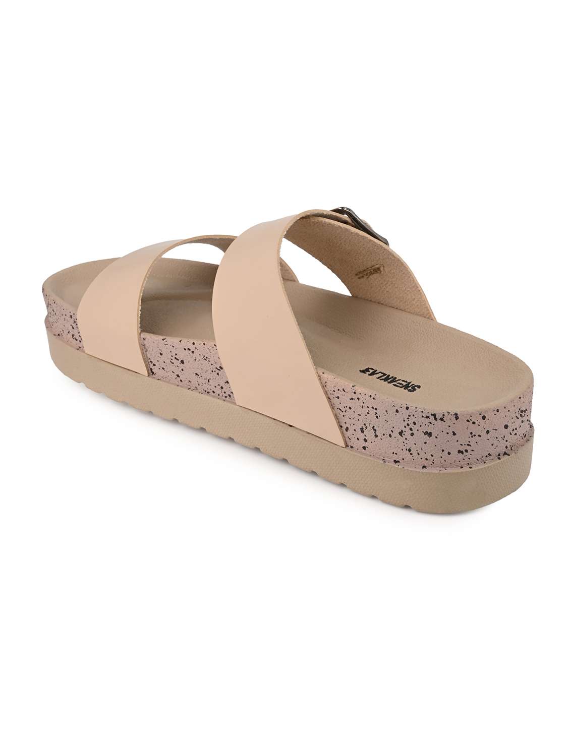 women solid cream slip on sandal - 22065478 - Standard Image - 2