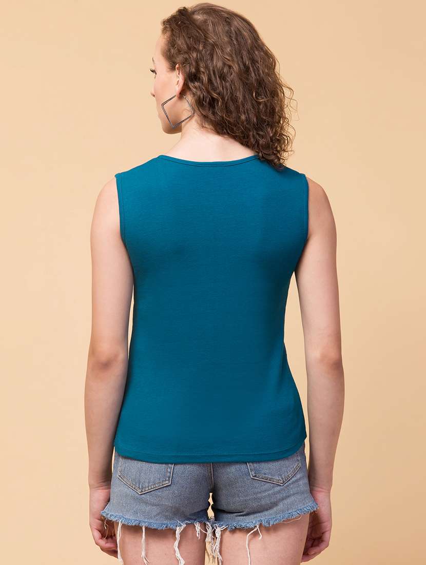 women solid sleeveless tank top - 22065597 -  Standard Image - 2