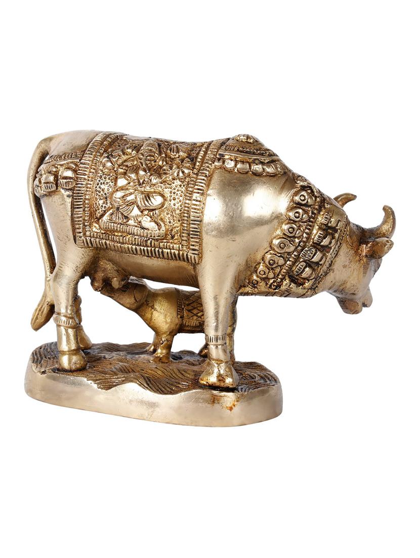 gold brass cow and claf statue - 22065600 - Standard Image - 2