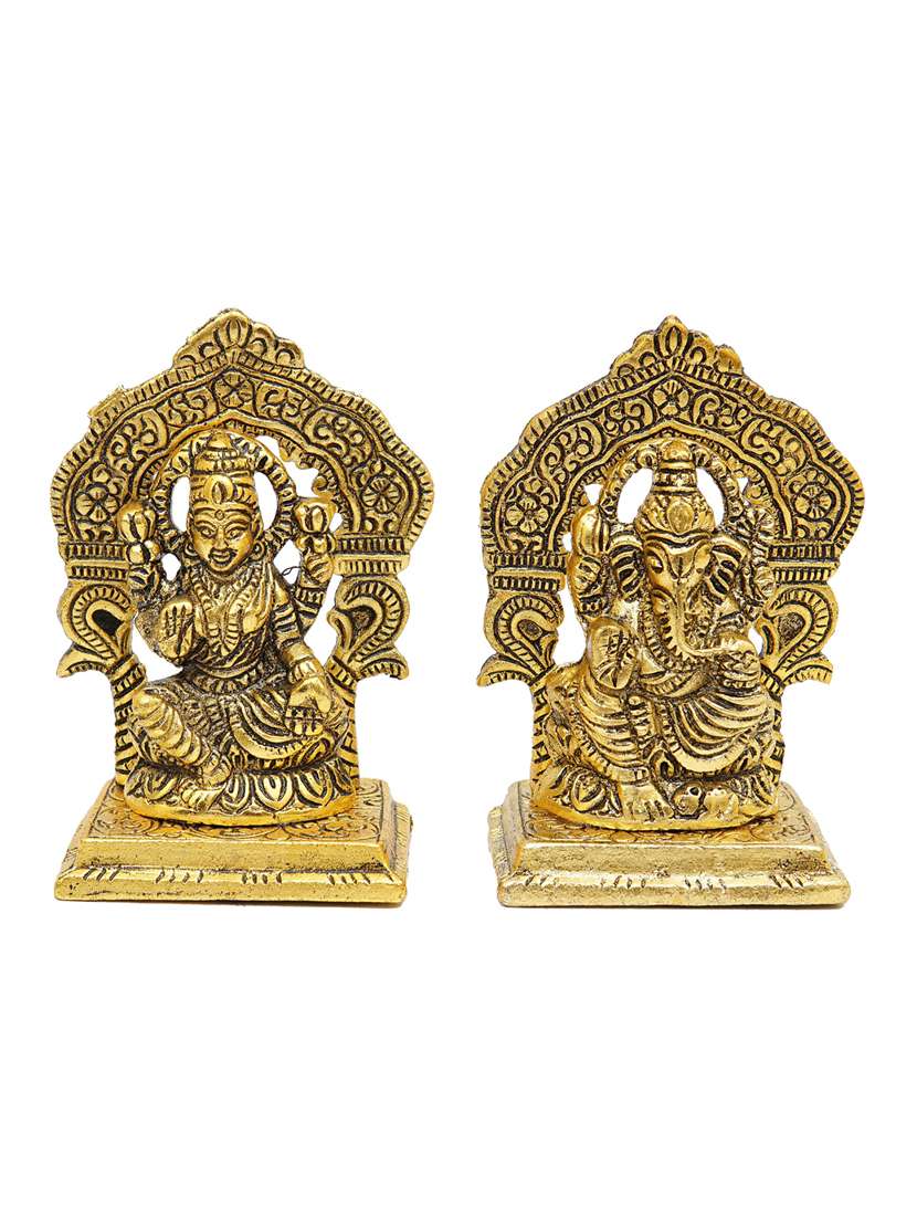 gold plated goddess lakshmi and lord ganesh murti - 22065605 -  Standard Image - 2