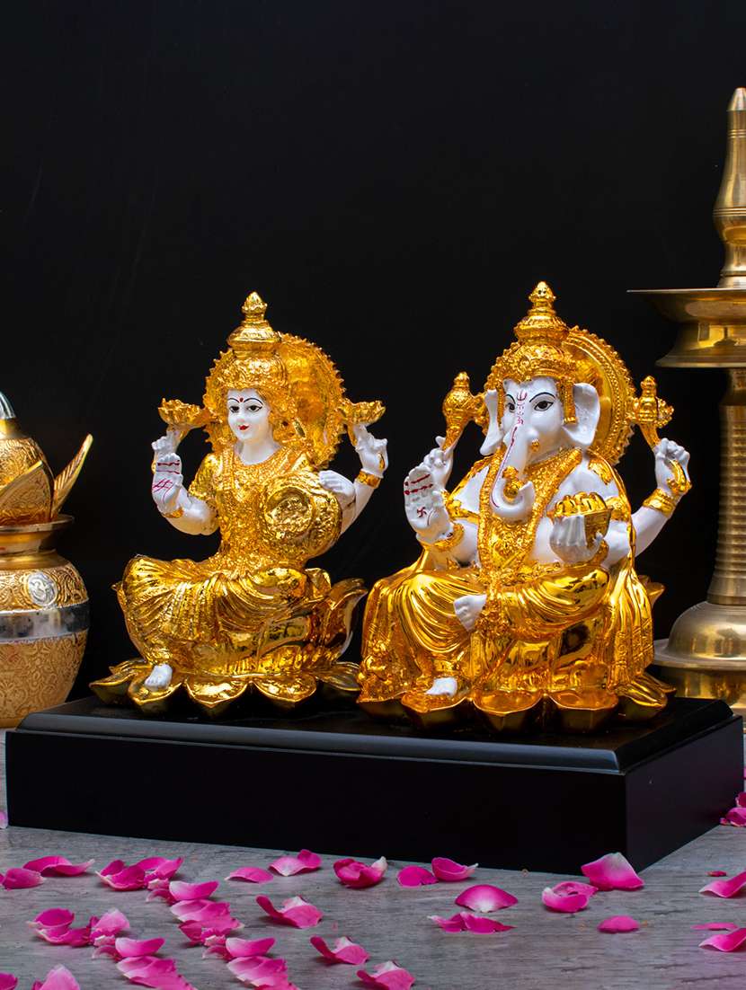  gold plated goddess lakshmi and lord ganesh murti - 22065649 -  Standard Image - 2