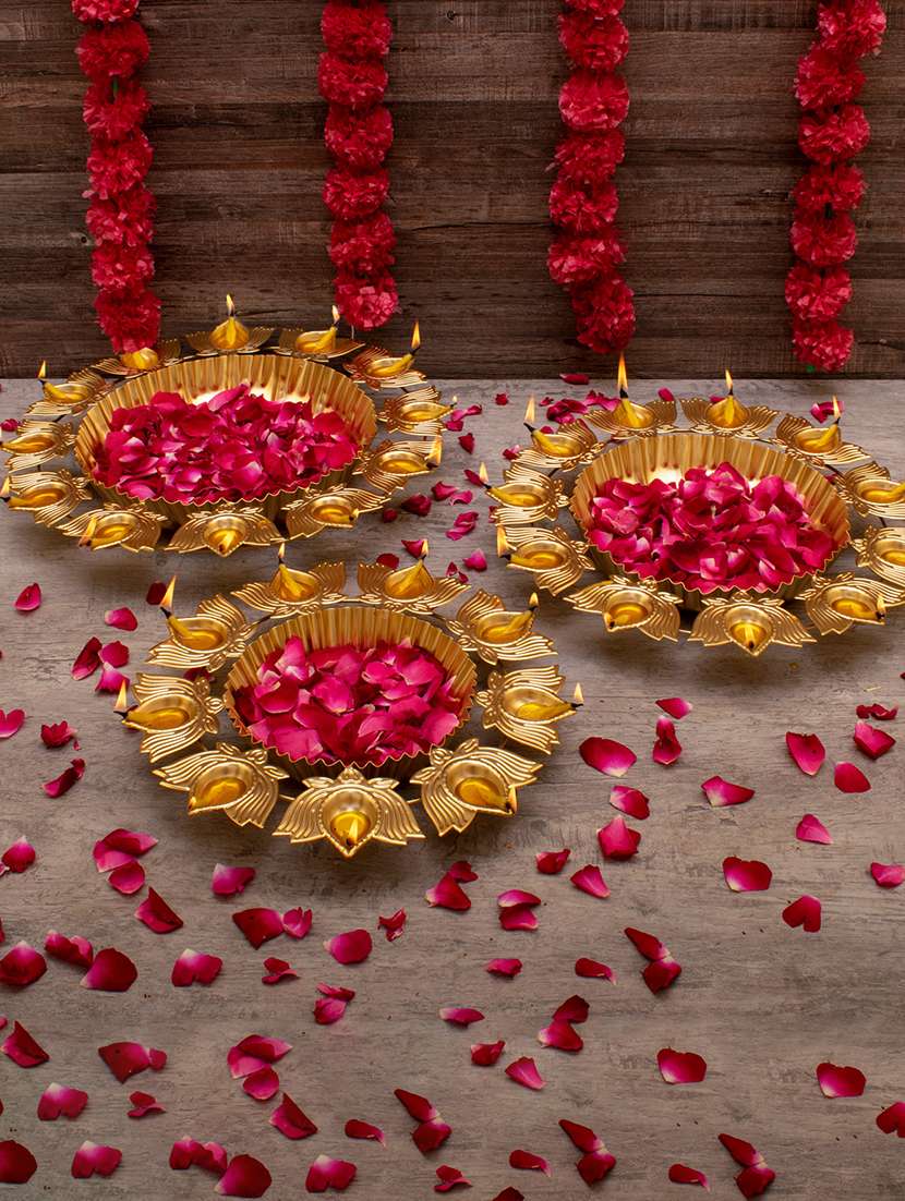 lotus shape decorative urli for home decor set of 3