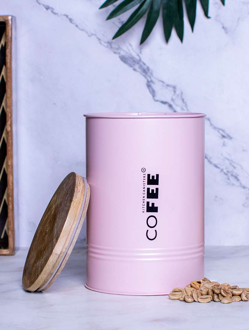 pink plastic coffee tea container with lid - 22065804 -  Standard Image - 2