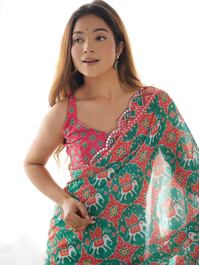 women printed patola saree with blouse - 22065854 -  Standard Image - 2