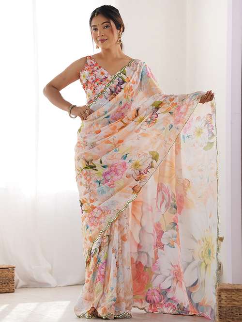 women printed casual wear saree with blouse - 22065864 -  Standard Image - 0