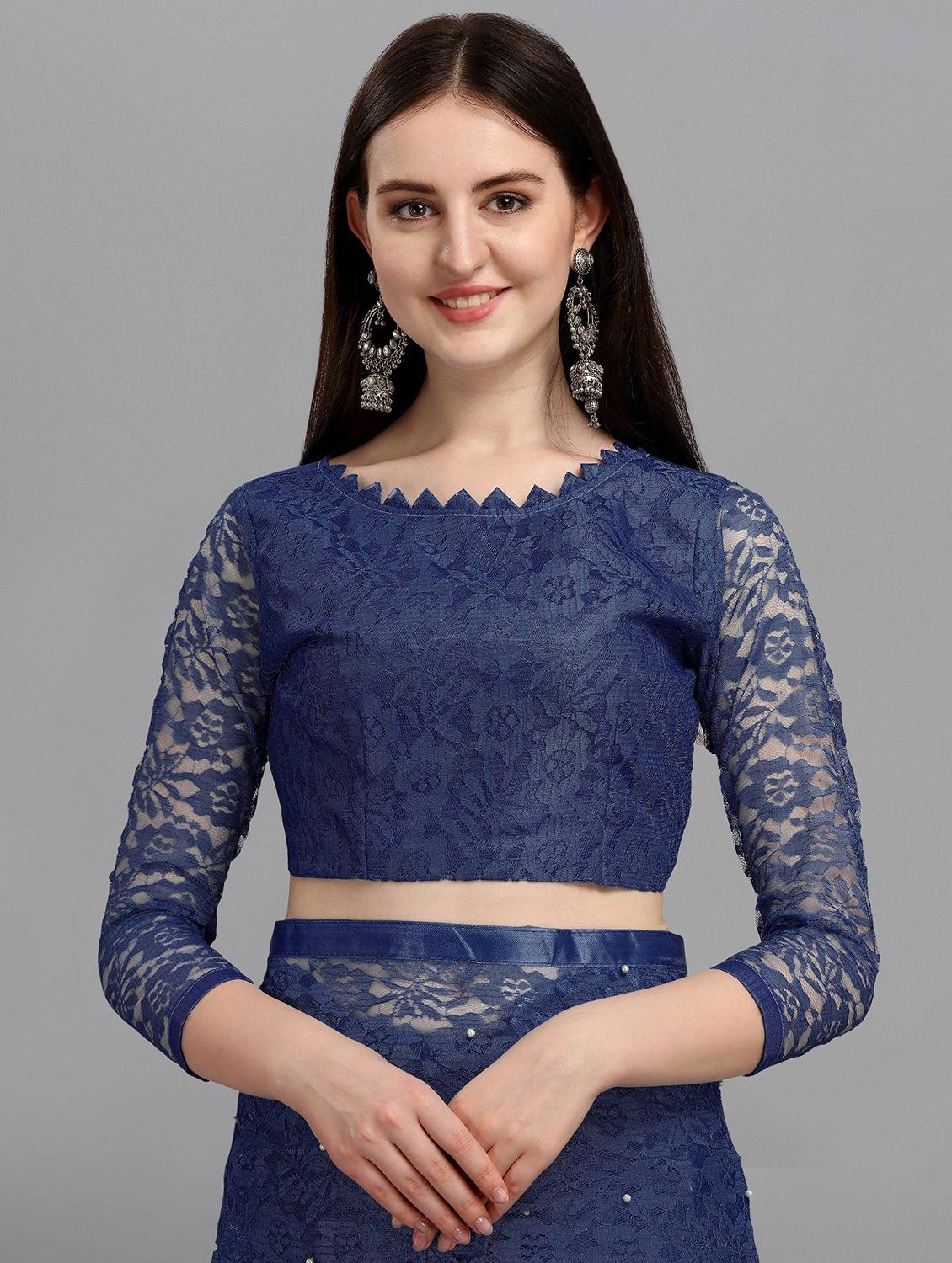 women self design plain saree with blouse - 22065973 - Standard Image - 2