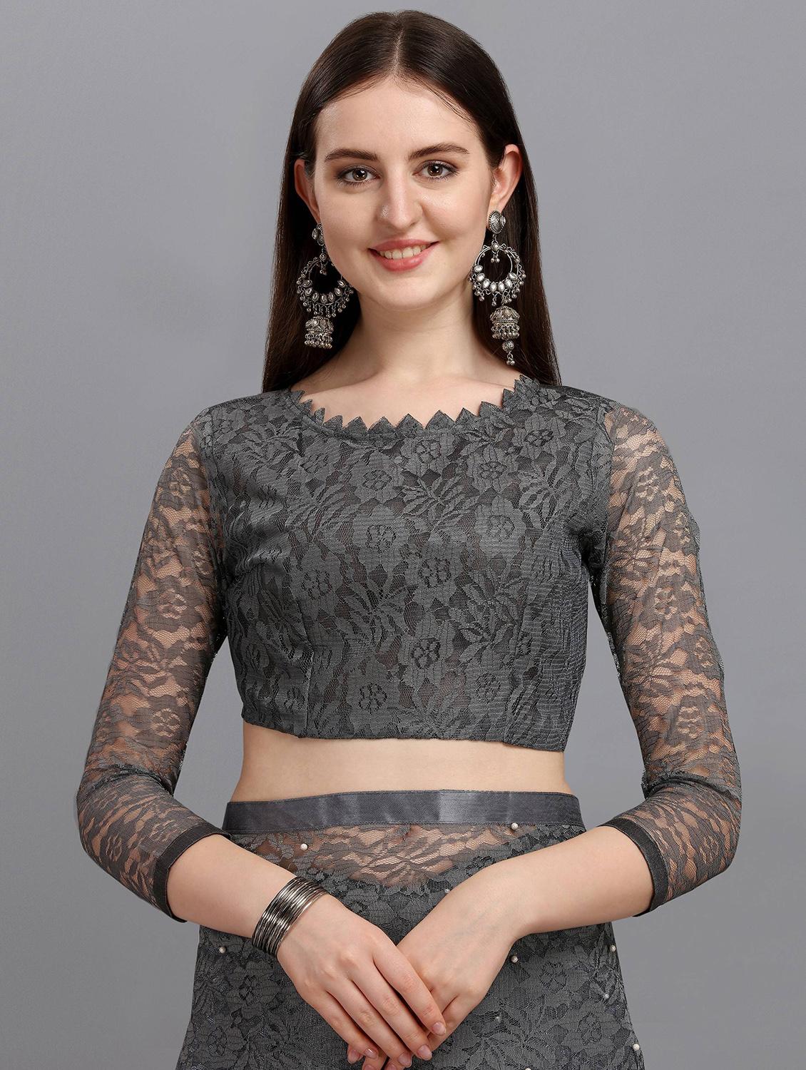 women self design plain saree with blouse - 22065976 - Standard Image - 2