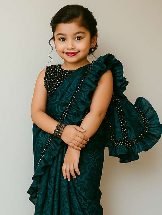 girls self designed ready to wear saree - 22065982 - Standard Image - 2