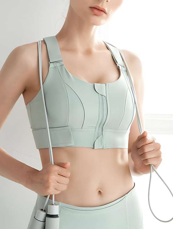 women solid lightly padded sports bra - 22065987 -  Standard Image - 2