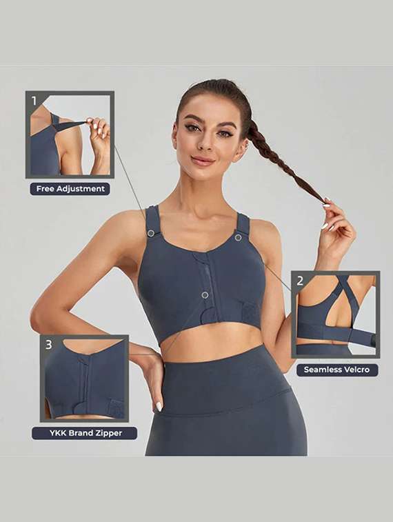 women solid lightly padded sports bra - 22065988 -  Standard Image - 2