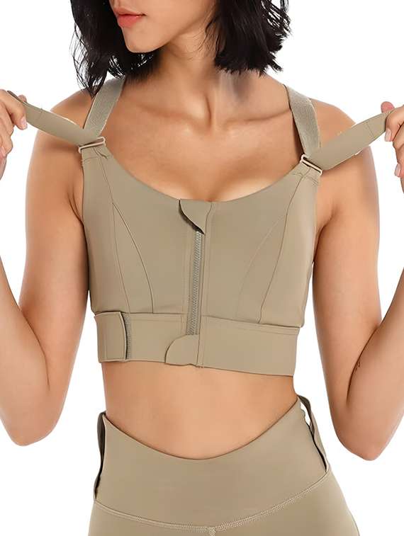 women solid lightly padded sports bra - 22065989 -  Standard Image - 2