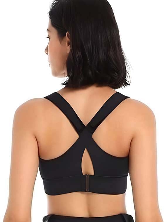 women solid lightly padded sports bra - 22065990 -  Standard Image - 2