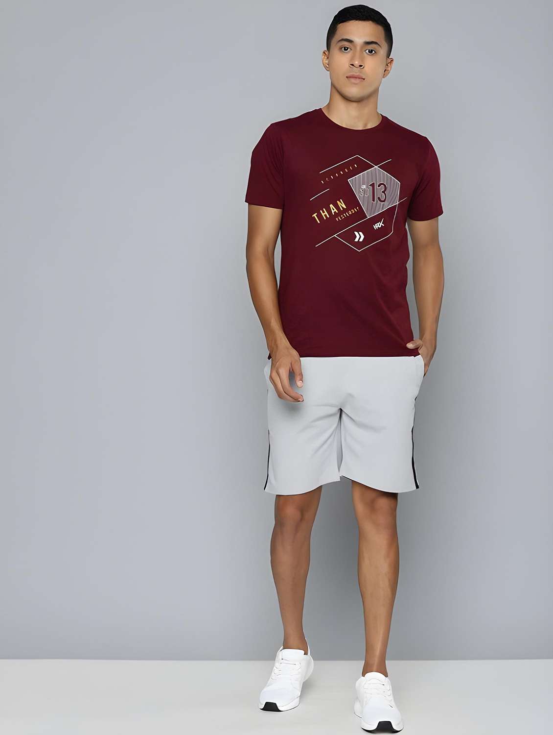 men printed mid rise regular fit shorts - 22066001 - Standard Image - 2