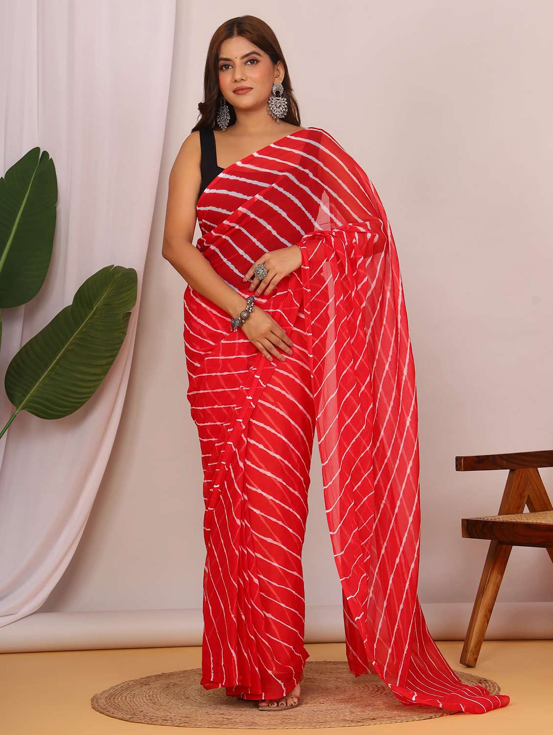 women leheriya printed saree