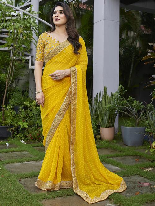 women bandhani printed bordered saree with blouse - 22066107 - Standard Image - 0
