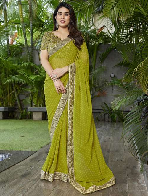 women bandhani printed bordered saree with blouse - 22066108 -  Standard Image - 0