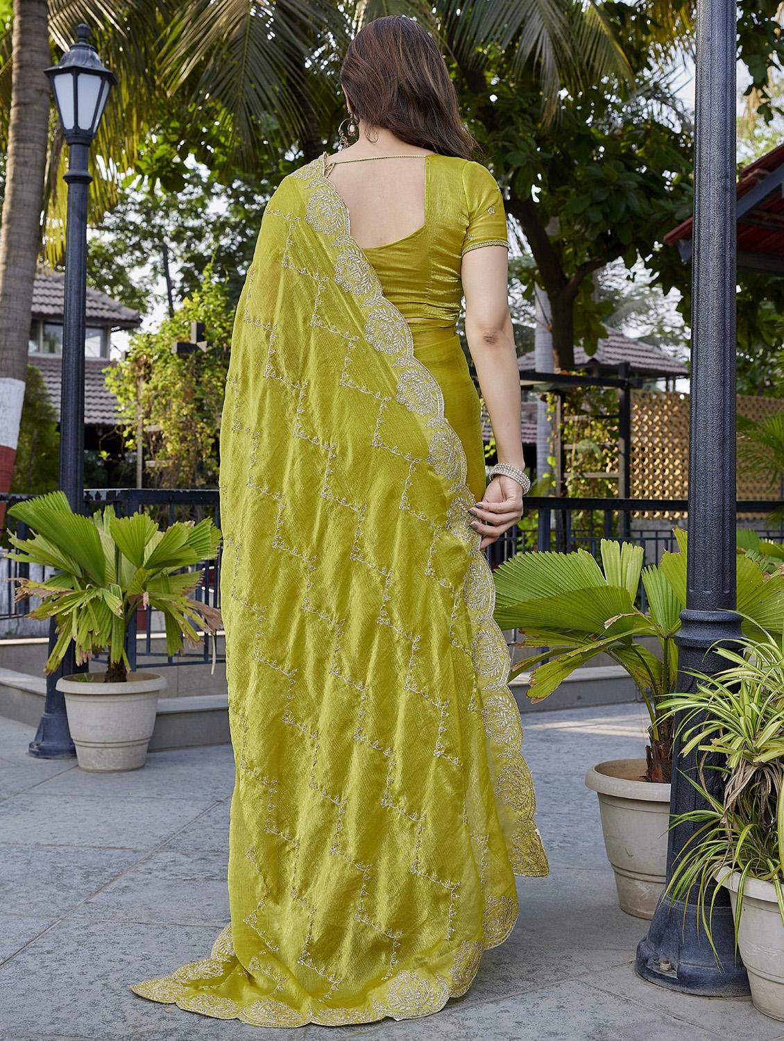 women solid with work embroidered saree with blouse - 22066146 - Standard Image - 2