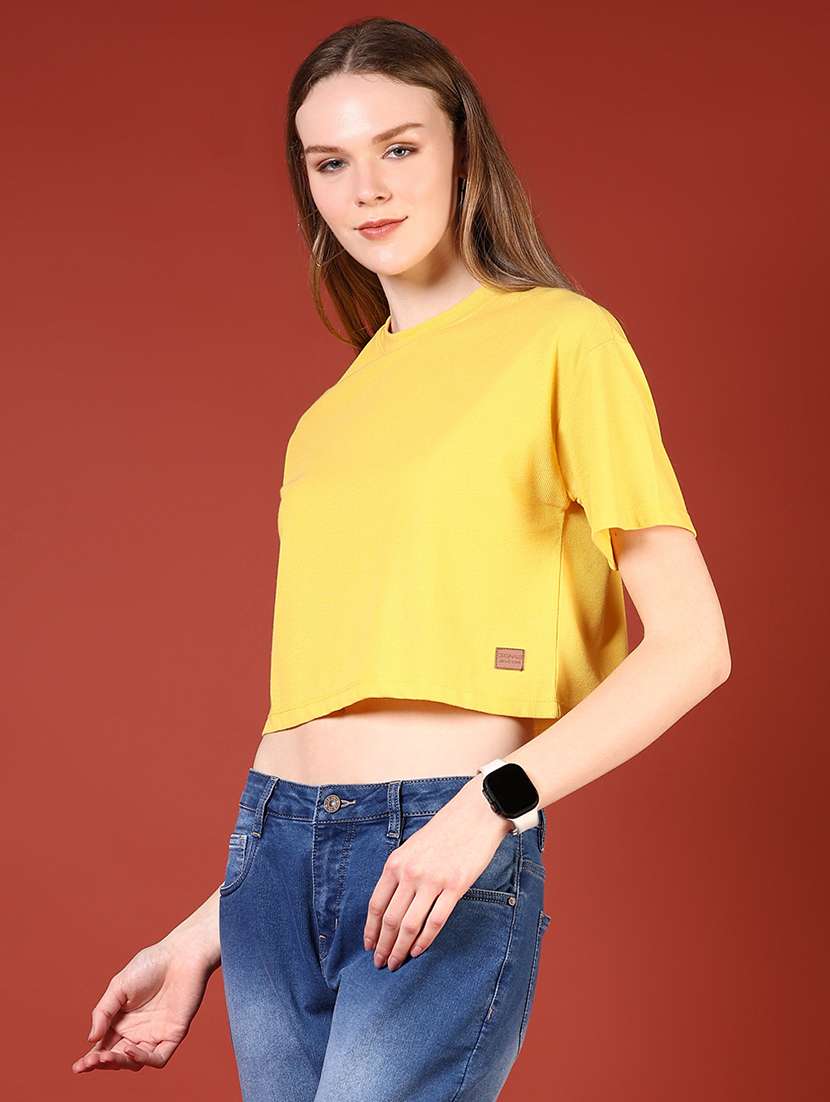 women solid short sleeve boxy t-shirt - 22066260 -  Standard Image - 2