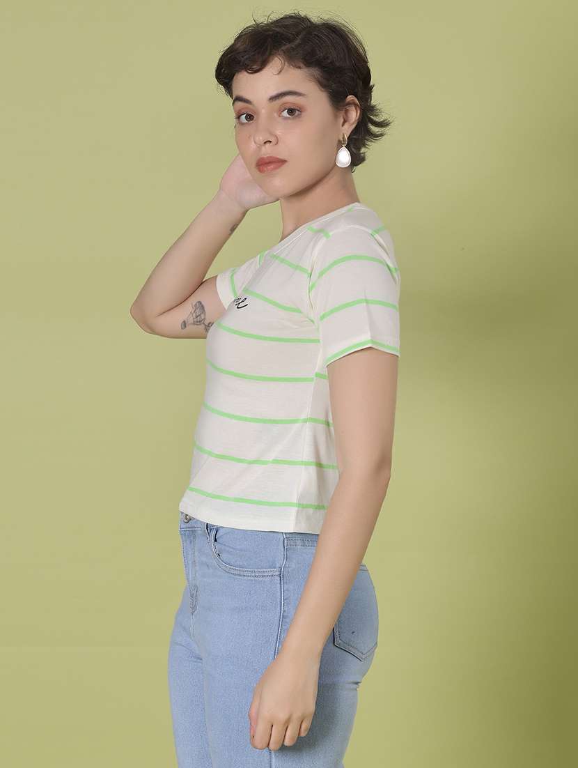 women striped short sleeve regular fit t-shirt - 22066265 -  Standard Image - 2