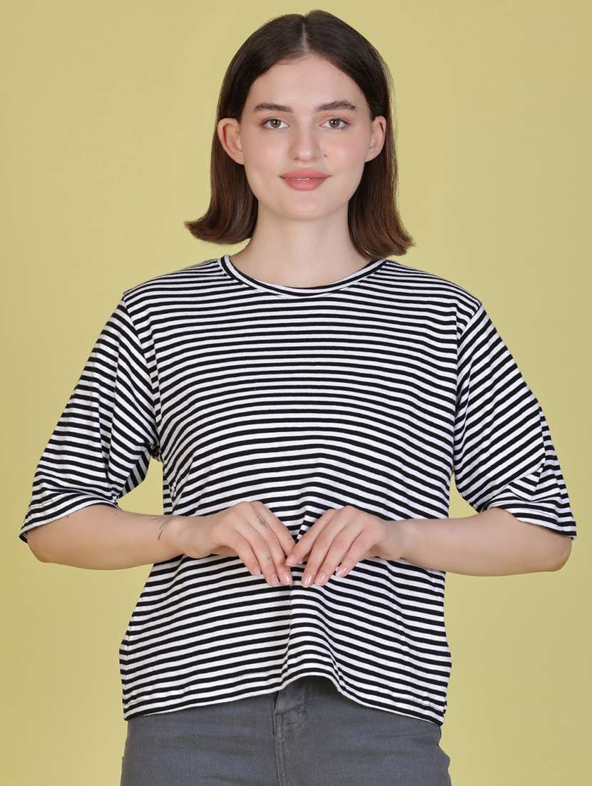 women striped short sleeve oversized t-shirt