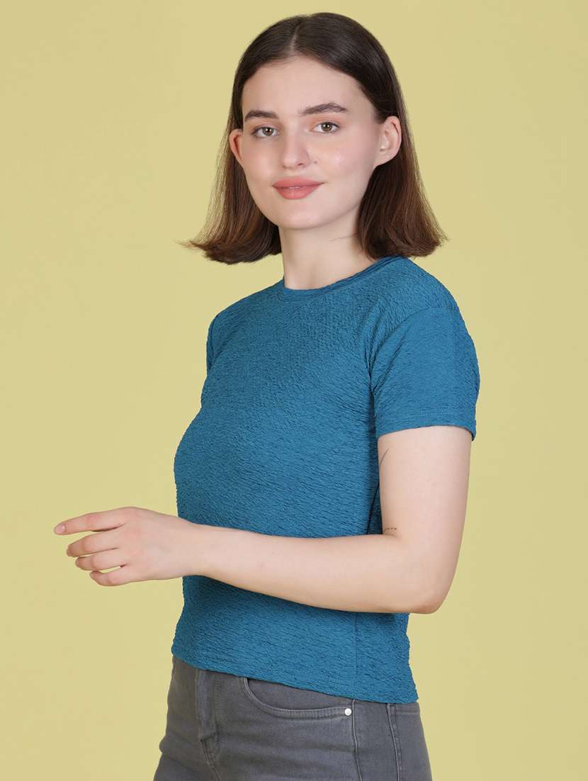 women solid short sleeve regular fit t-shirt - 22066270 - Standard Image - 2
