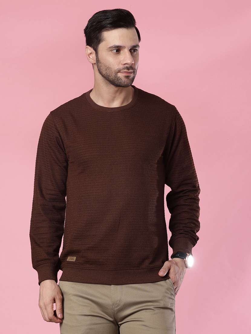 men solid round neck long sleeve t-shirt