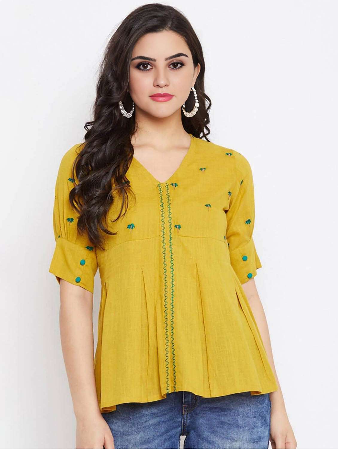 women embroidered puff sleeve peplum top - 22066369 -  Zoom Image - 0
