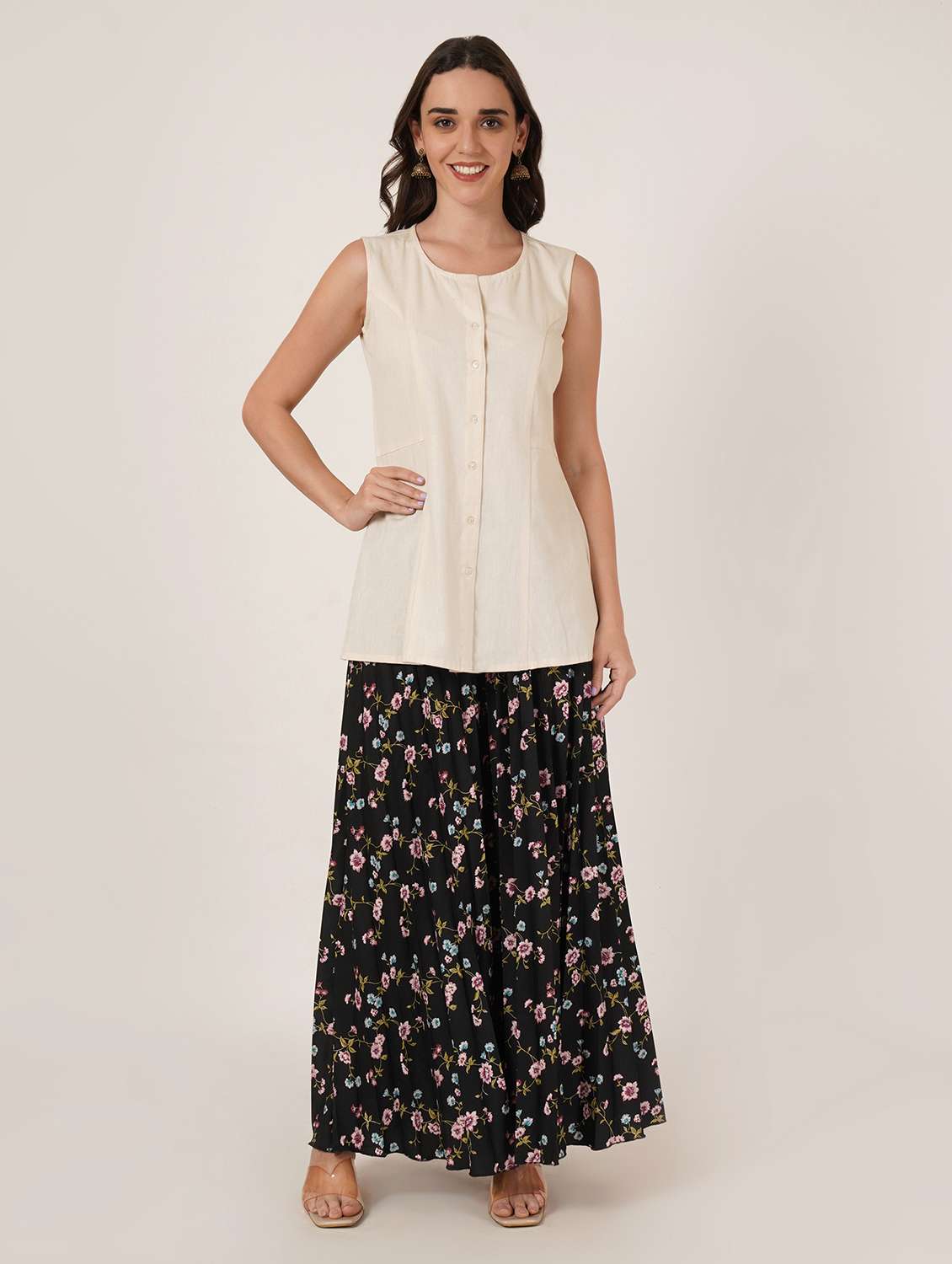 women solid mandarin neck regular top