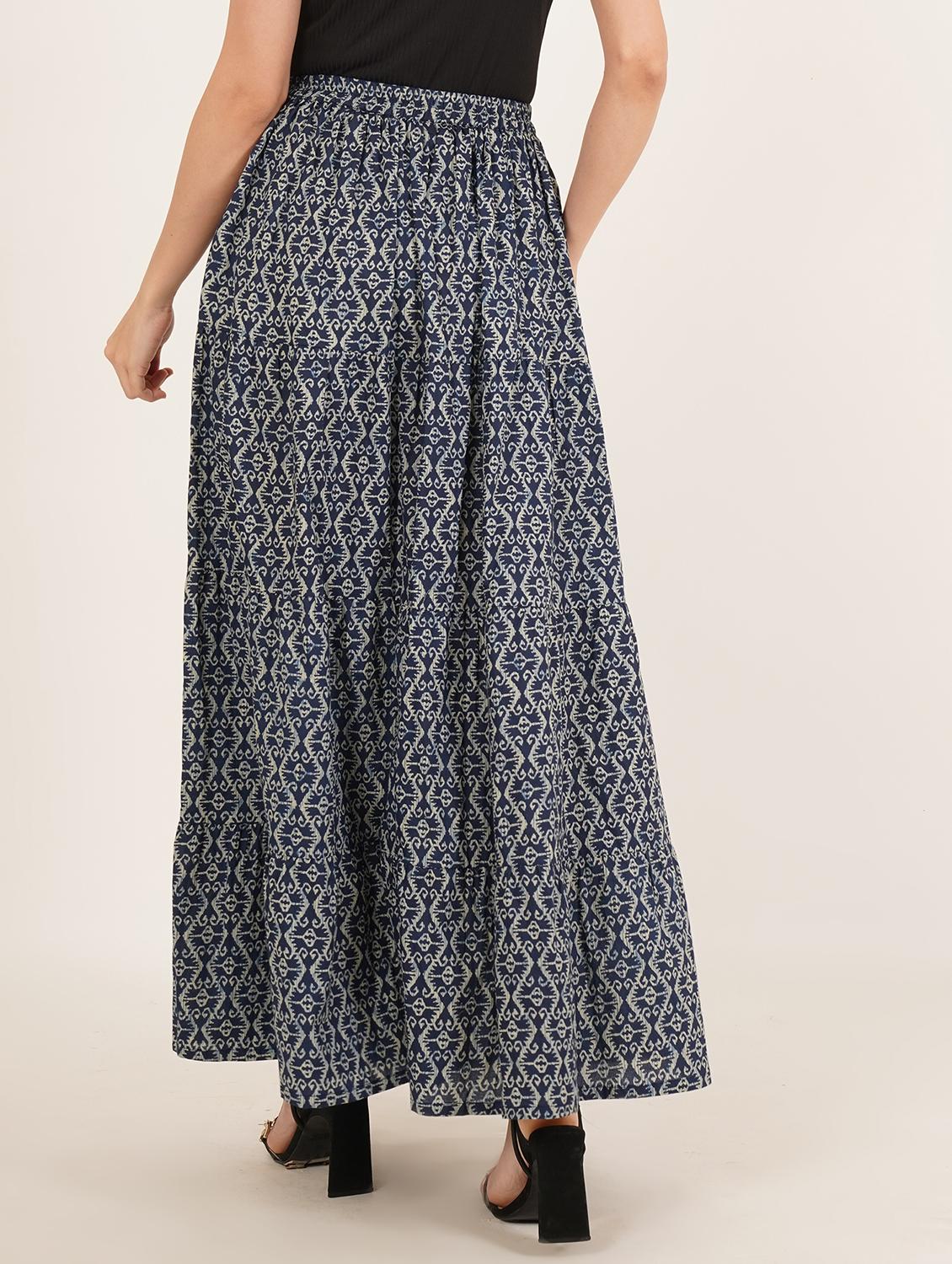 women printed mid rise tiered maxi skirt - 22066383 - Standard Image - 2