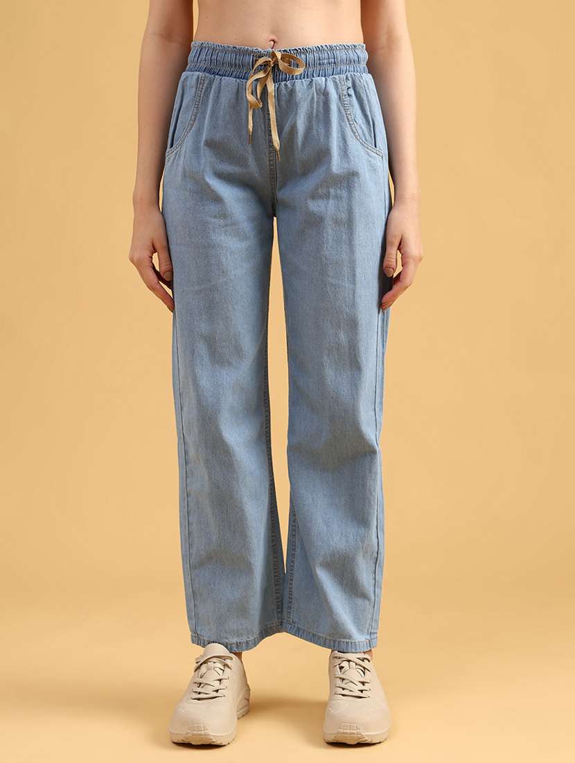 women solid mid rise straight trouser - 22066780 -  Standard Image - 2