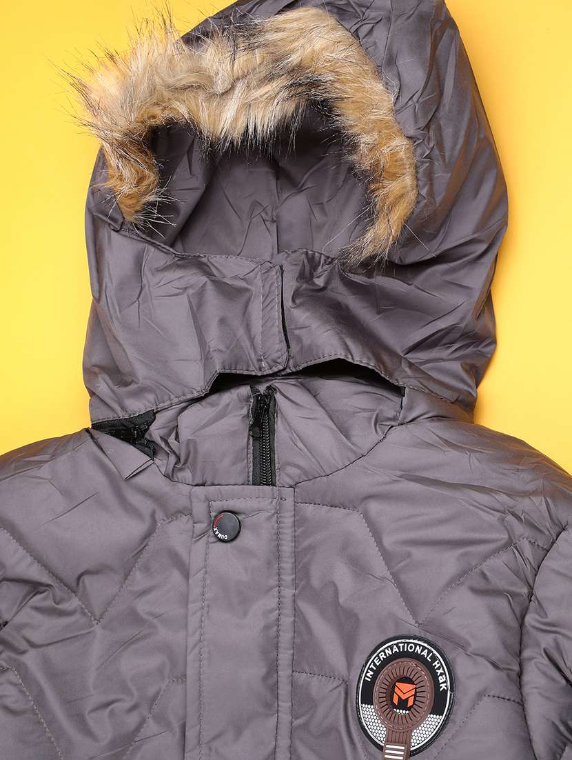 boys solid long sleeve hooded quiled acket - 22066883 -  Standard Image - 2