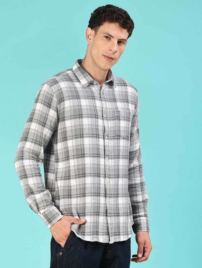 men checkered long sleeve regular fit casual shirt - 22066907 -  Standard Image - 2