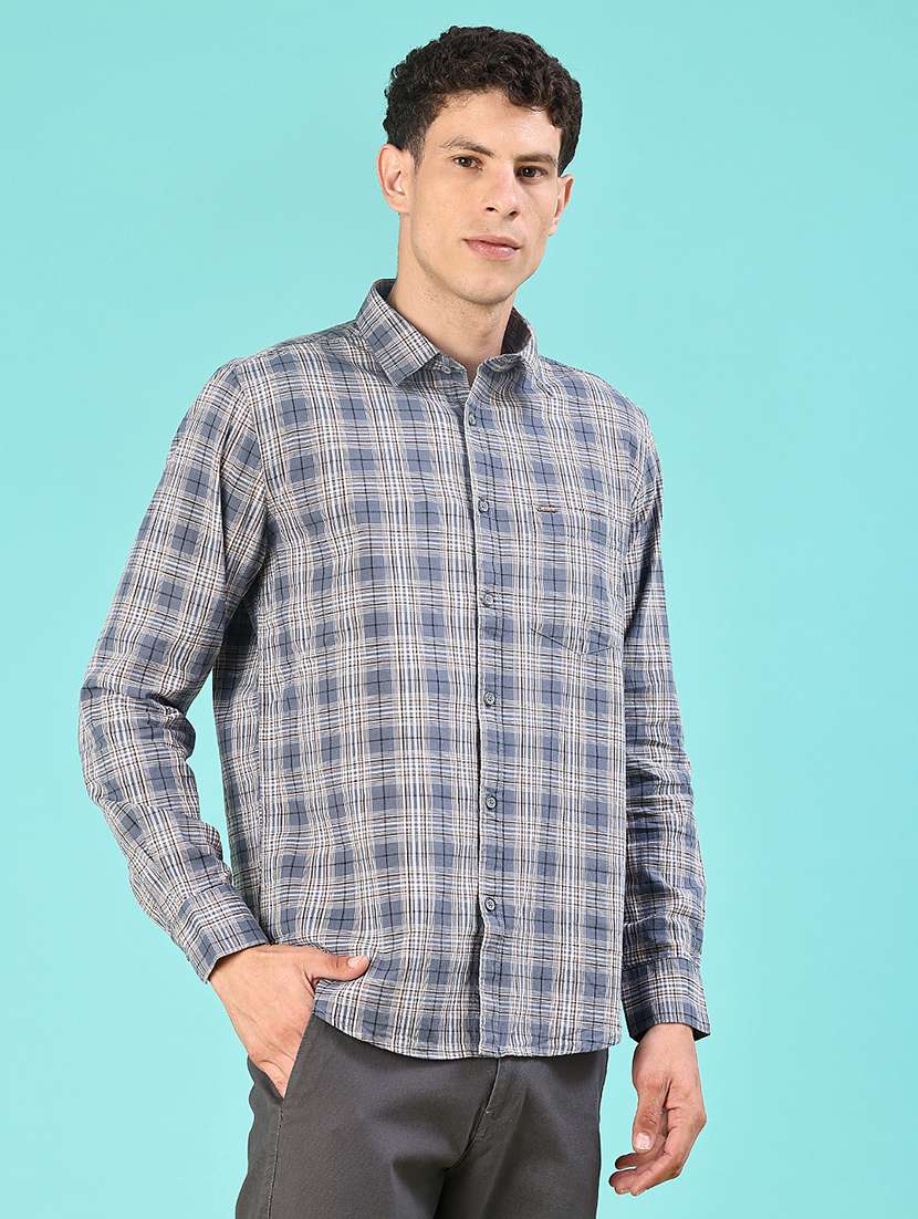 men checkered long sleeve regular fit casual shirt - 22066953 -  Standard Image - 2