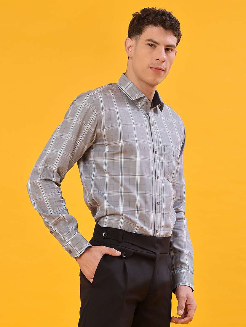 men checkered long sleeve regualr fit formal shirt - 22067104 -  Standard Image - 2