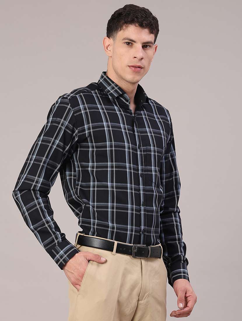 men checkered collared long sleeve shirt - 22067106 -  Standard Image - 2